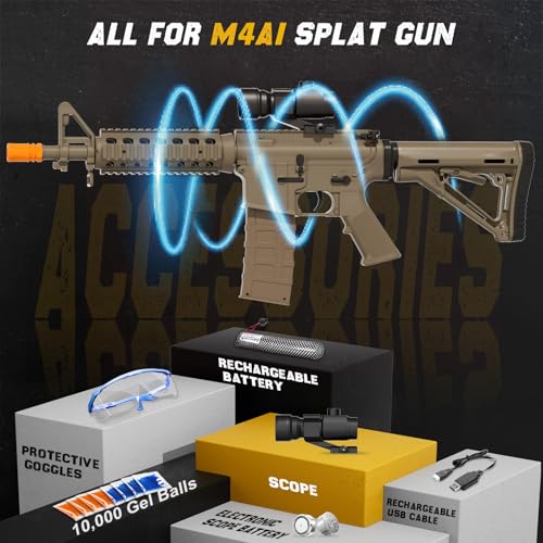 Gel Ball Blaster Gun, Splat Gun with Fully/Semi-Automatic and Safe Model FPS 280+ and Electronic Scope, 100+ Foot Range - for Outdoor Games & Toys - Ages 14+(Sand Color)