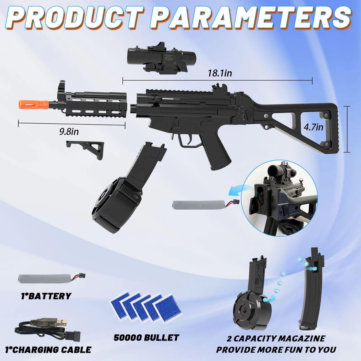 Electric Gel Ball Blaster, Automatic Blaster Splatter Toy Dual Mode, Rechargeable Splatter Ball Toys for Outdoor Team Shooting Game Party Favors Ages 14+ Years Old, Black