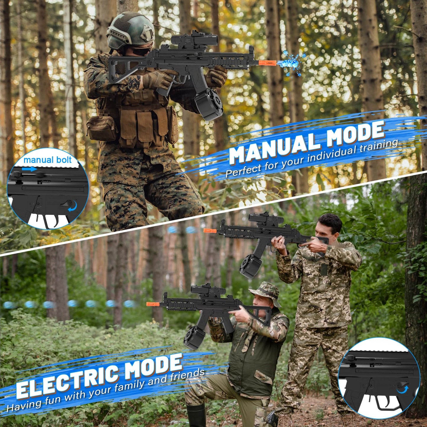 Electric Gel Ball Blaster, Automatic Blaster Splatter Toy Dual Mode, Rechargeable Splatter Ball Toys for Outdoor Team Shooting Game Party Favors Ages 14+ Years Old, Black