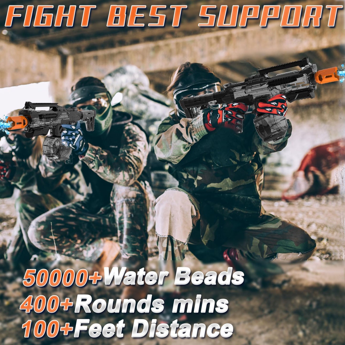 Electric Toys Gun Full Automatic Rifle,TENTAM Splatter Ball Toys Outdoor Activities-Fighting Shooting Game 60000+ (Black)