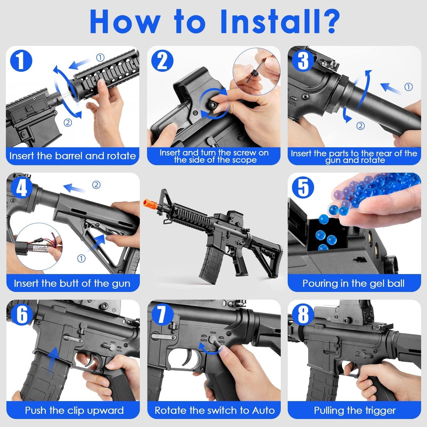 Gel Ball Blaster Gun, Splatter Ball Gun Electronic Scope, Splat Gun with High-Speed Automatic Shooting FPS 280,100+ Foot Range - for Outdoor Games & Toys - Ages 14+