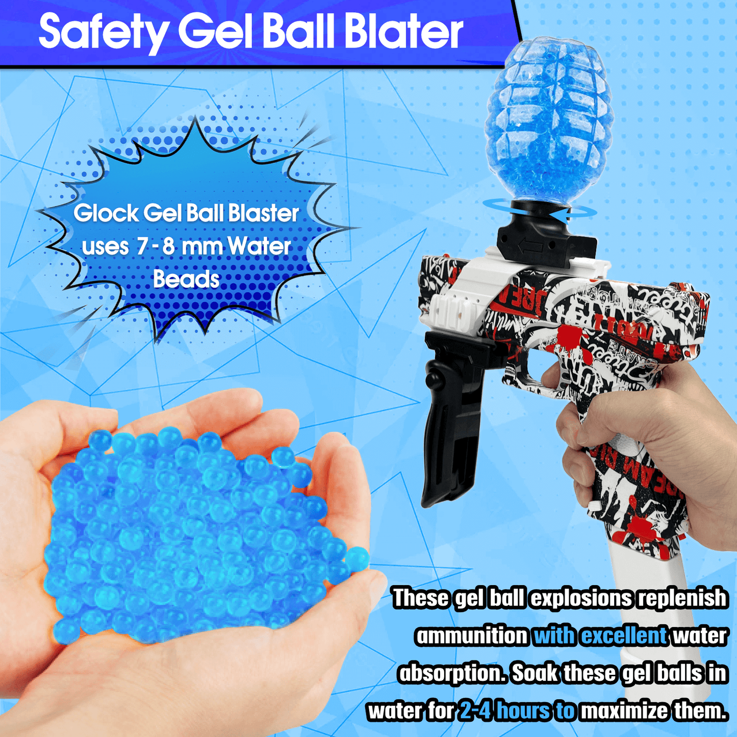 Glock Splatter Ball Gun with 40000 Gel Ball Ammunition & Goggles