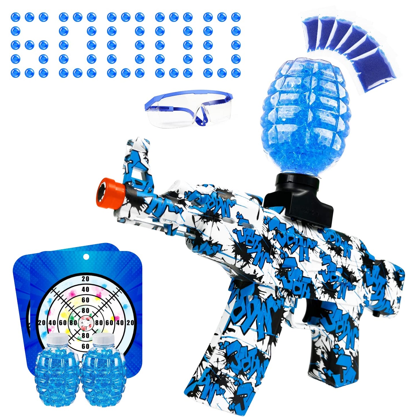 AK47 Splatter Ball Gun with Goggles and 60000 Gel Ball Ammunition